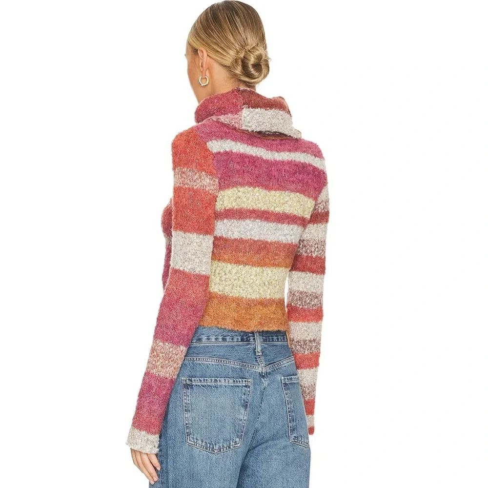 NWT Free People My Girl Turtleneck Sweater In Sunburst Combo Wool Blend